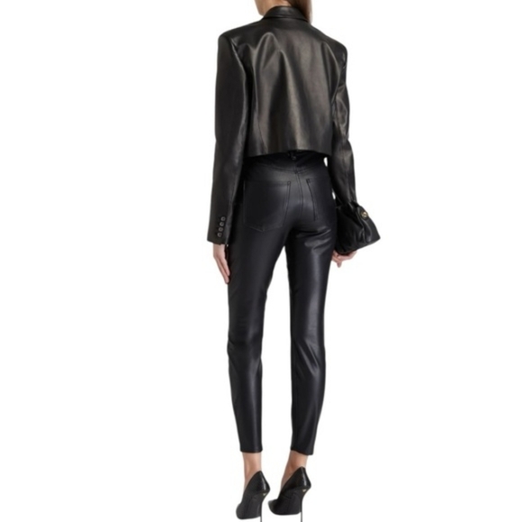 Veronica Beard Debbie Ankle Skinny High Rise Black Vegan Leather Pants 27 NWT‎ - Picture 3 of 7